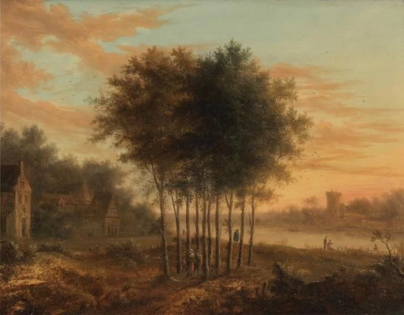 Johann Christian Vollerdt - Paesaggio fluviale e alberi